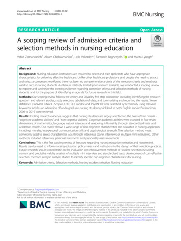 A Scoping Review Of Admission Criteria And Selection Methods In Nursing .