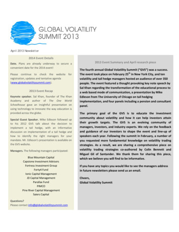 April 2013 Newsletter - Global Volatility Summit
