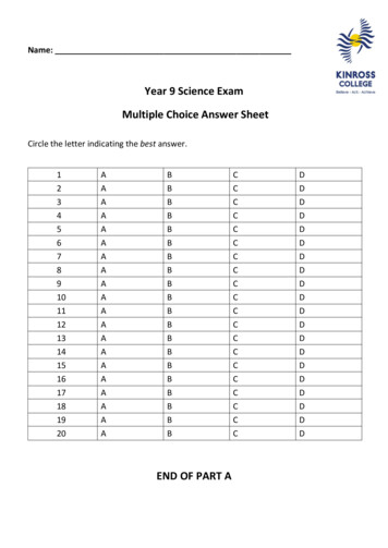Year 9 Science Exam Multiple Choice Answer Sheet