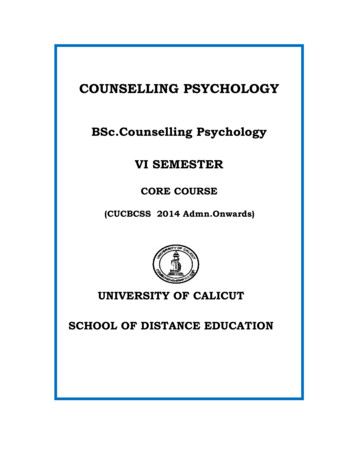 COUNSELLING PSYCHOLOGY