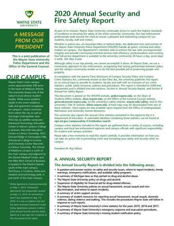2020 Annual Securityn And Fire Safety Report - Wayne State University