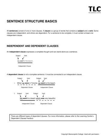 SENTENCE STRUCTURE BASICS - Vanier College