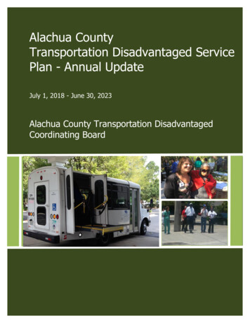 Alachua County Transportation Disadvantaged Service Plan - Ncfrpc 
