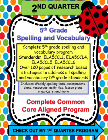 5th Grade Spelling And Vocabulary Unit - Yola
