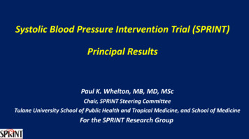 Systolic Blood Pressure Intervention Trial (SPRINT) Principal Results