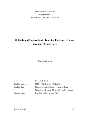 Methods And Approaches In Teaching English At A Lower .