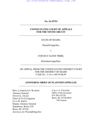 No. 14-35753 UNITED STATES COURT OF APPEALS FOR THE 
