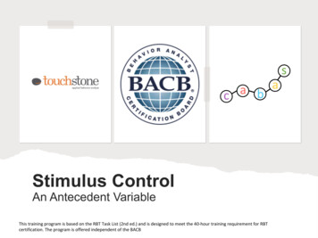 Stimulus Control - The Touchstone Center Applied Behavior .