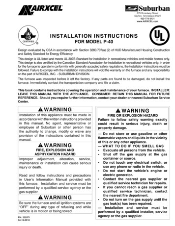 Suburban Furnace P-40 Installation Instructions - My RV Works