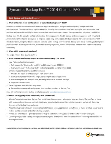 Symantec Backup Exec 2014 Channel FAQ - Insight