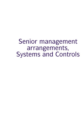 Senior Management Arrangements, Systems And Controls
