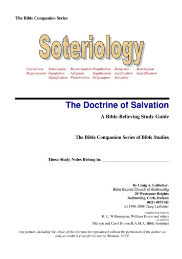 THE DOCTRINE OF SALVATION - Student - Biblebc