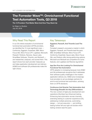 The Forrester Wave : Omnichannel Functional Test Automation Tools, Q3 2018