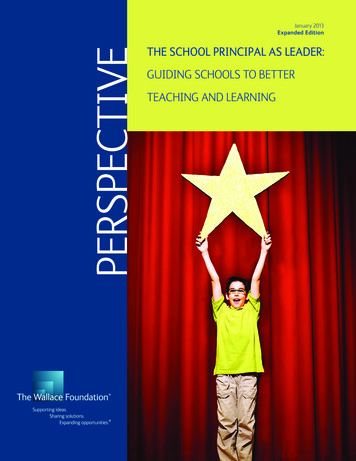January 2013 Expanded Edition THE SCHOOL PRINCIPAL AS .