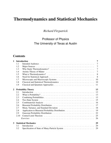 Thermodynamics And Statistical Mechanics