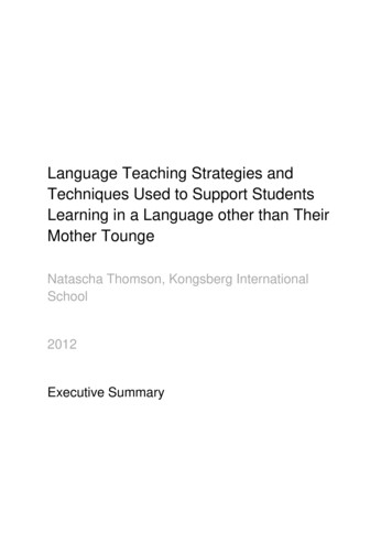 Language Teaching Strategies And Techniques Used To .