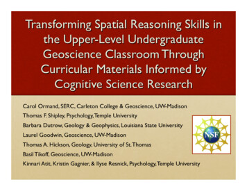 Transforming Spatial Reasoning Skills In The Upper-Level .