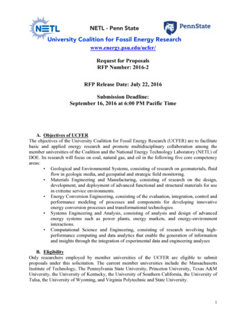  Energy.psu.edu/ucfer/ Request For Proposals RFP Number: 2016-2 RFP .