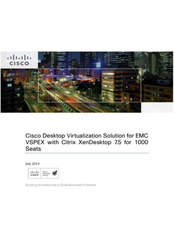 Cisco Desktop Virtualization Solution For EMC VSPEX With .