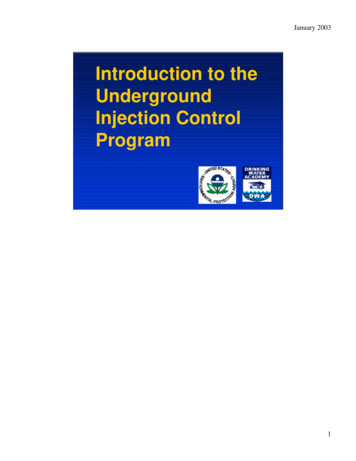 Introduction To The Underground Injection Control Program