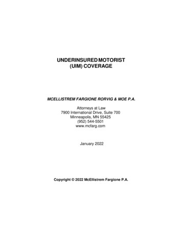 Underinsured Motorist (Uim) Coverage