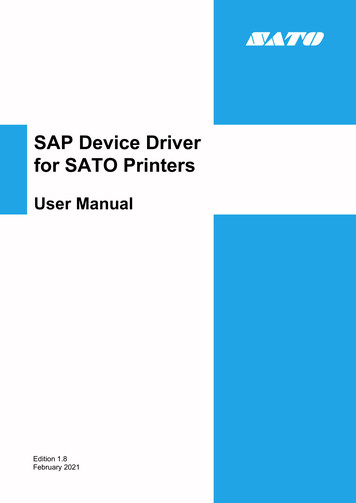 SAP Device Driver For SATO Printers User Manual