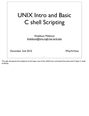 UNIX Intro And Basic C Shell Scripting