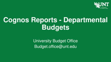 Cognos Reports - Departmental Budgets - Budget.unt.edu