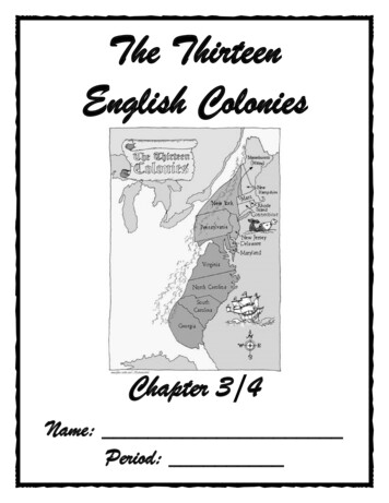 The Thirteen English Colonies - Lowellville.k12.oh.us