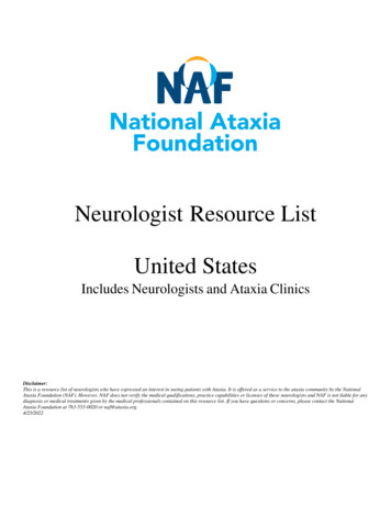 Neurologist Resource List United States - Ataxia 
