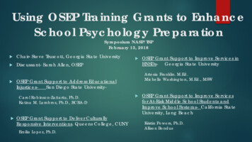 Using OSEP Training Grants To Enhance School Psychology . - WildApricot
