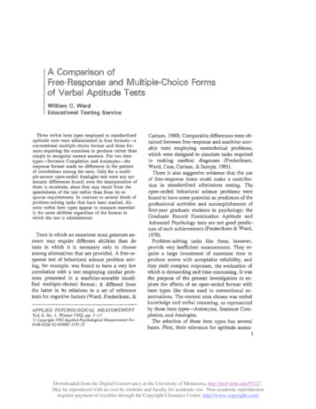 Comparison Of Free-Response Multiple-Choice Of Verbal .