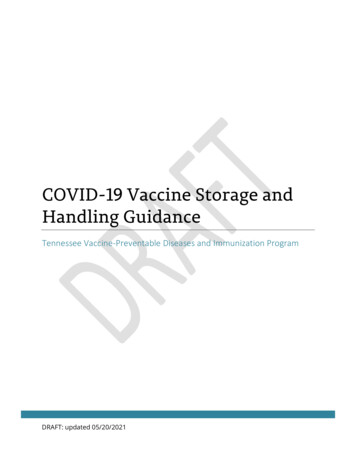 COVID-19 Vaccine Storage And Handling Guidance - Tennessee
