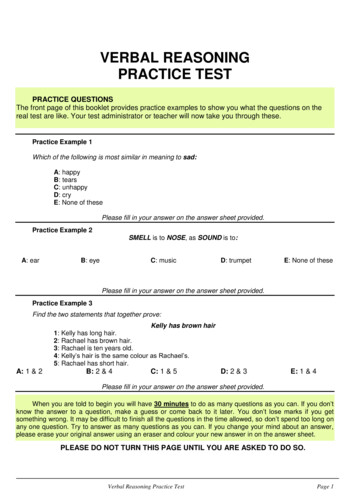 VERBAL REASONING PRACTICE TEST