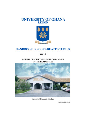 HANDBOOK FOR GRADUATE STUDIES - University Of Ghana
