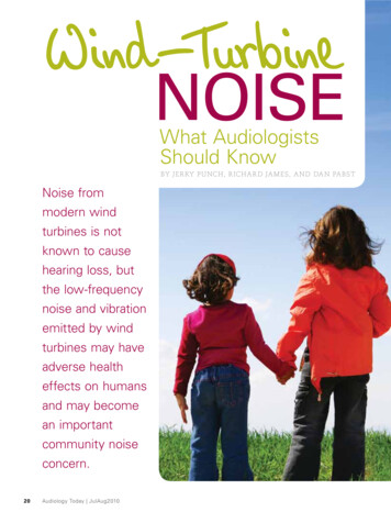 What Audiologists Should Know - Wind Turbine Syndrome