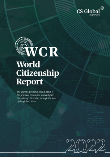 The World Citizenship Report (WCR) Is - Csglobalpartners 