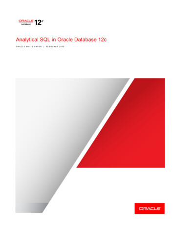 Analytical SQL In Oracle Database 12c