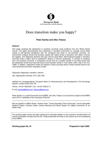 Does Transition Make You Happy? [EBRD - Working Papers]