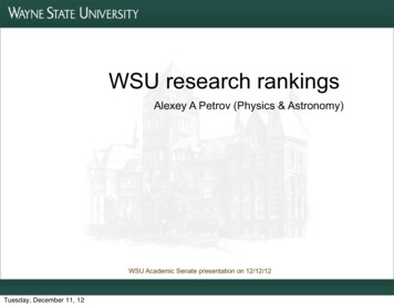 WSU Research Rankings - Academic Senate