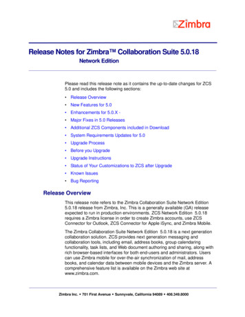 Release Notes For Zimbra Collaboration Suite 5.0