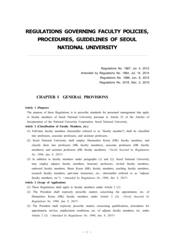 Regulations Governing Faculty Policies, Procedures, Guidelines Of Seoul .