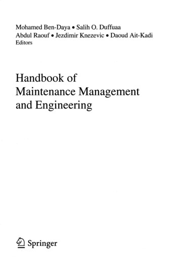 Handbook Of Maintenance Management And Engineering