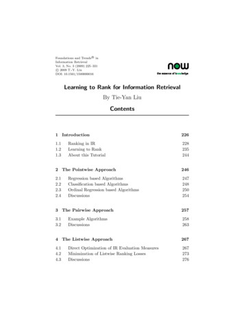 Learning To Rank For Information Retrieval Contents