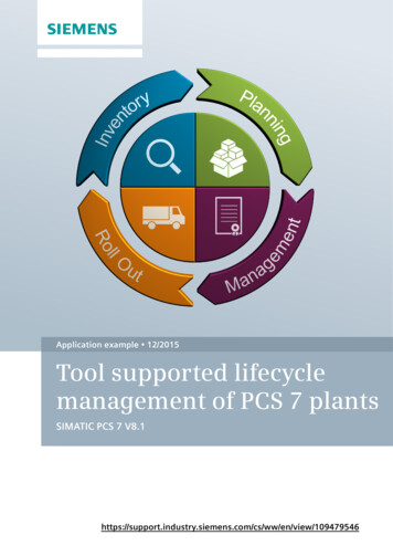 Application Example 12/2015 Tool Supported Lifecycle . - Siemens