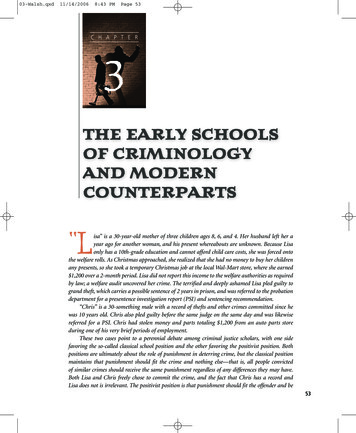 THE EARLY SCHOOLS OF CRIMINOLOGY AND MODERN 