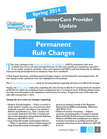 Permanent Rule Changes - Oklahoma