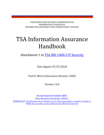 TSA Information Assurnance (IA) Handbook