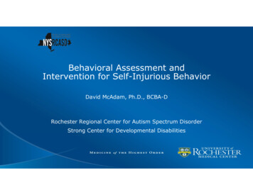 Behavioral Assessment And Intervention For Self-Injurious .