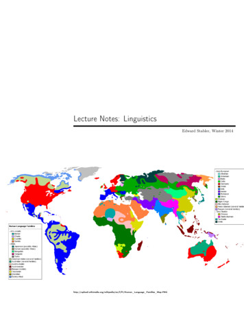 Lecture Notes: Linguistics - Department Of Linguistics